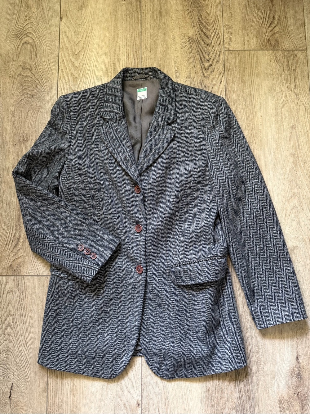 United Colors Of Benetton Wool Gray Herringbone Women's Blazer
